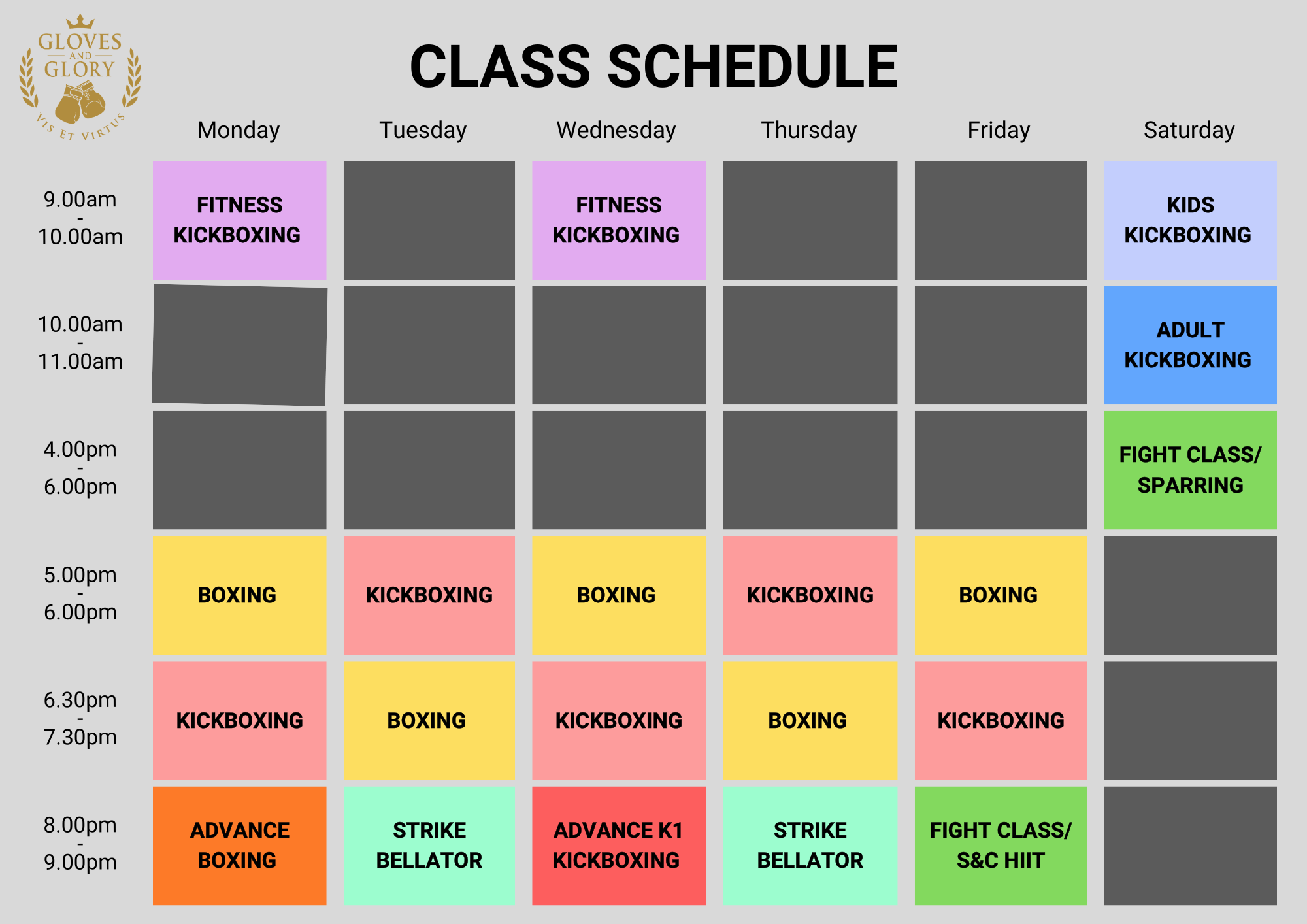 class schedule