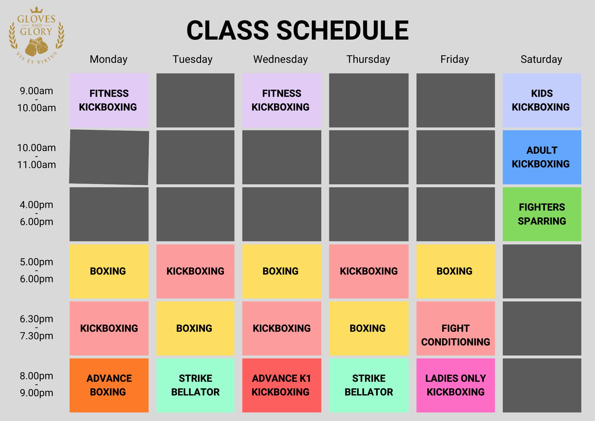 class schedule